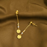 Sterling Silver Textured Coin Drop Earrings