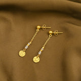 Sterling Silver Textured Coin Drop Earrings