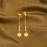 Sterling Silver Textured Coin Drop Earrings