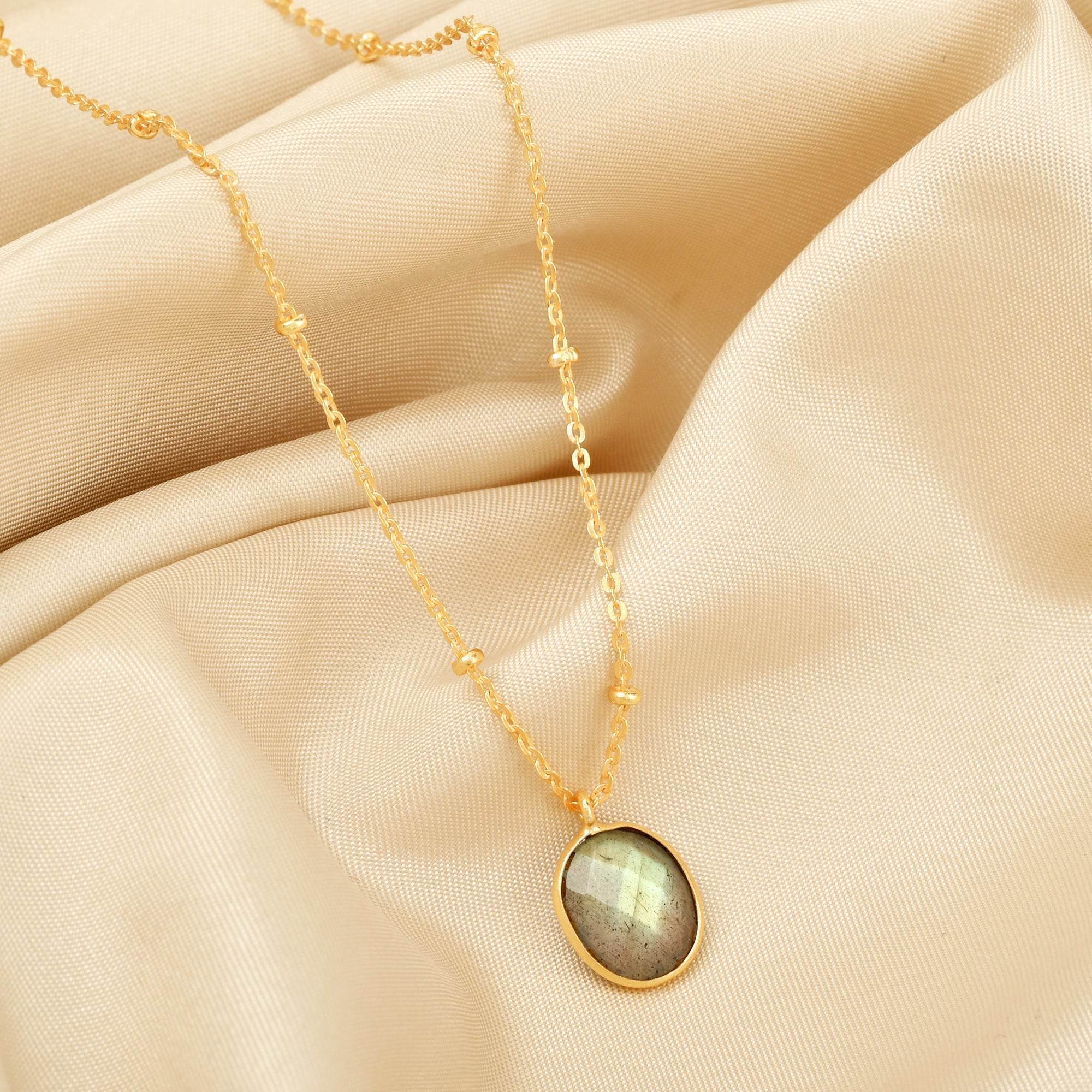 Labradorite, London Topaz Color Gemstone Necklaces in Sterling Silver