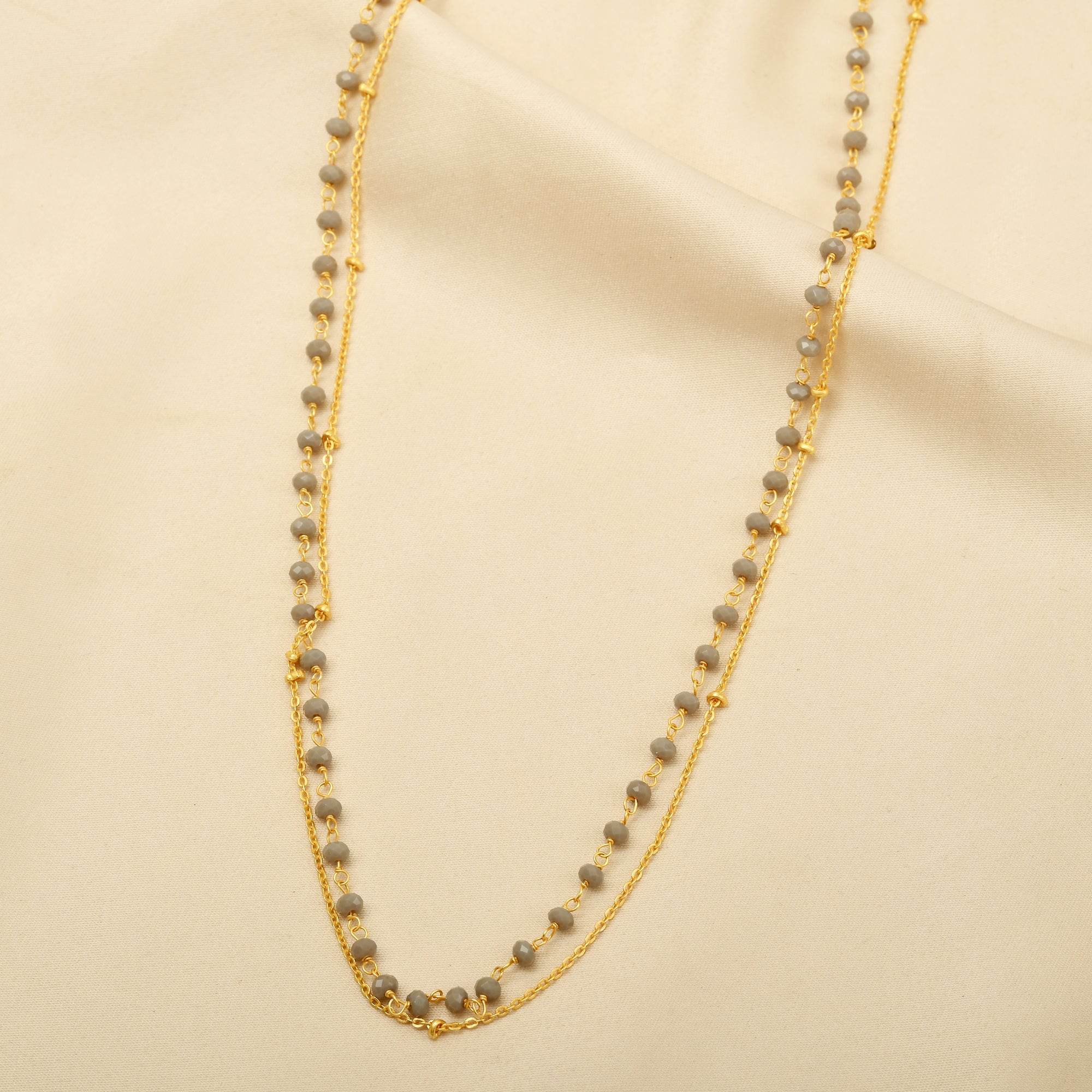 Layered Grey Chalcedony Beads Necklaces