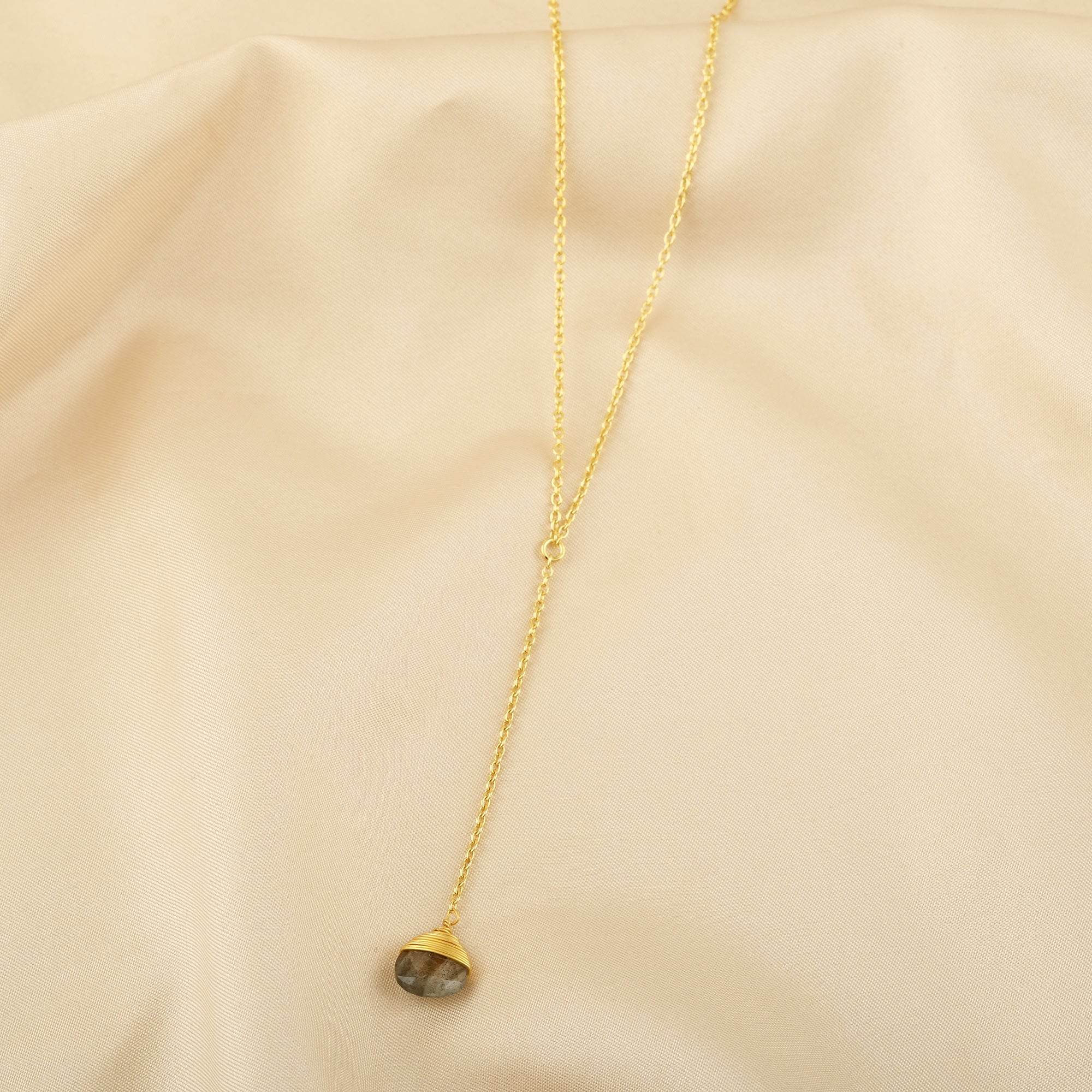 Labradorite and Rainbow Y shape Lariat Necklaces