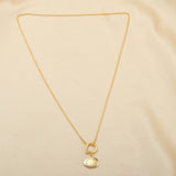 Oval Metal Disc White Cubic Zirconia Necklaces