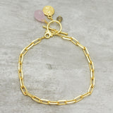 Gold Toggle Charm Bracelet with Rose Quartz