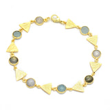 Geometric Stone & Textured Gold Link Bracelet