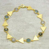 Geometric Stone & Textured Gold Link Bracelet