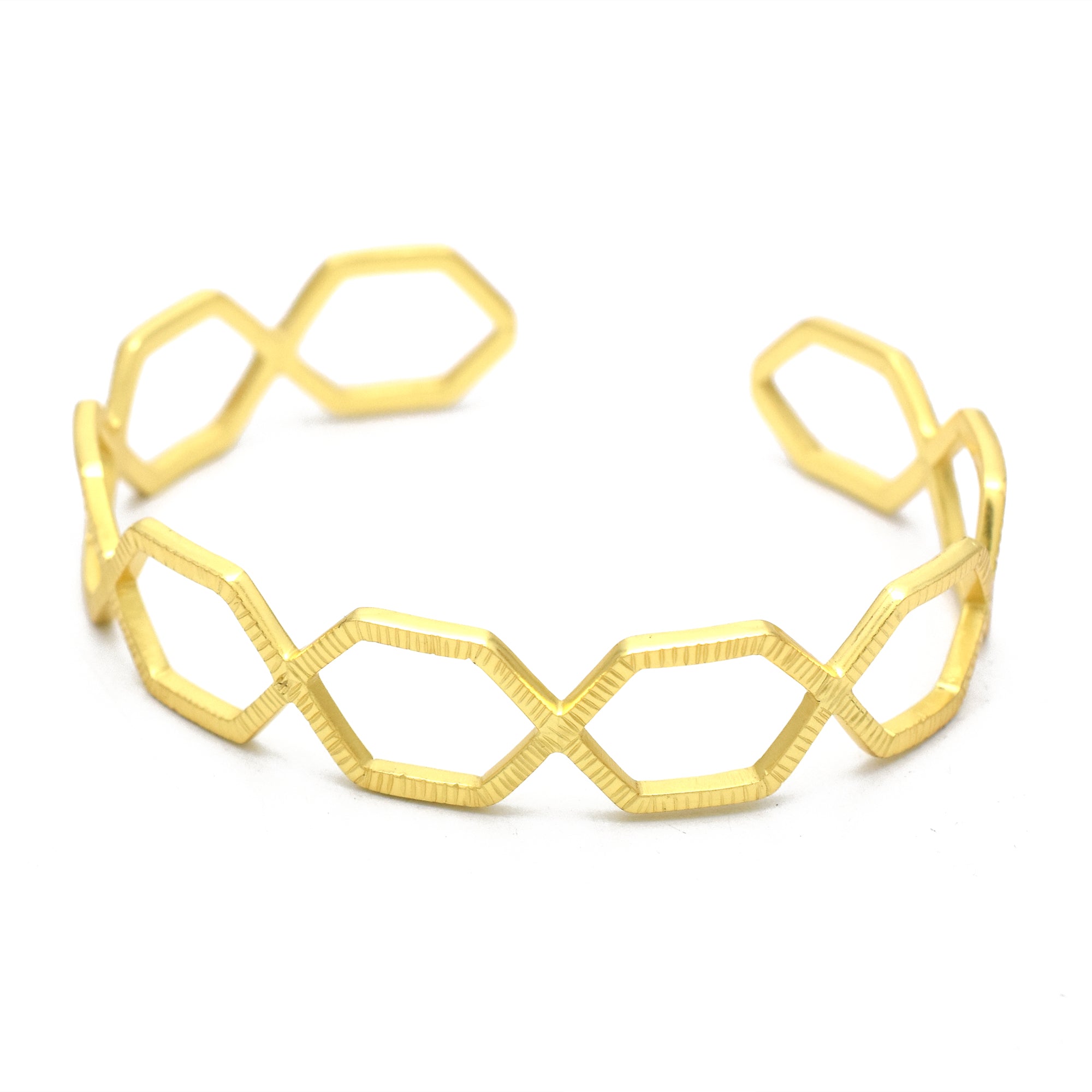 Geometric Hexagon Open Cuff Bracelet