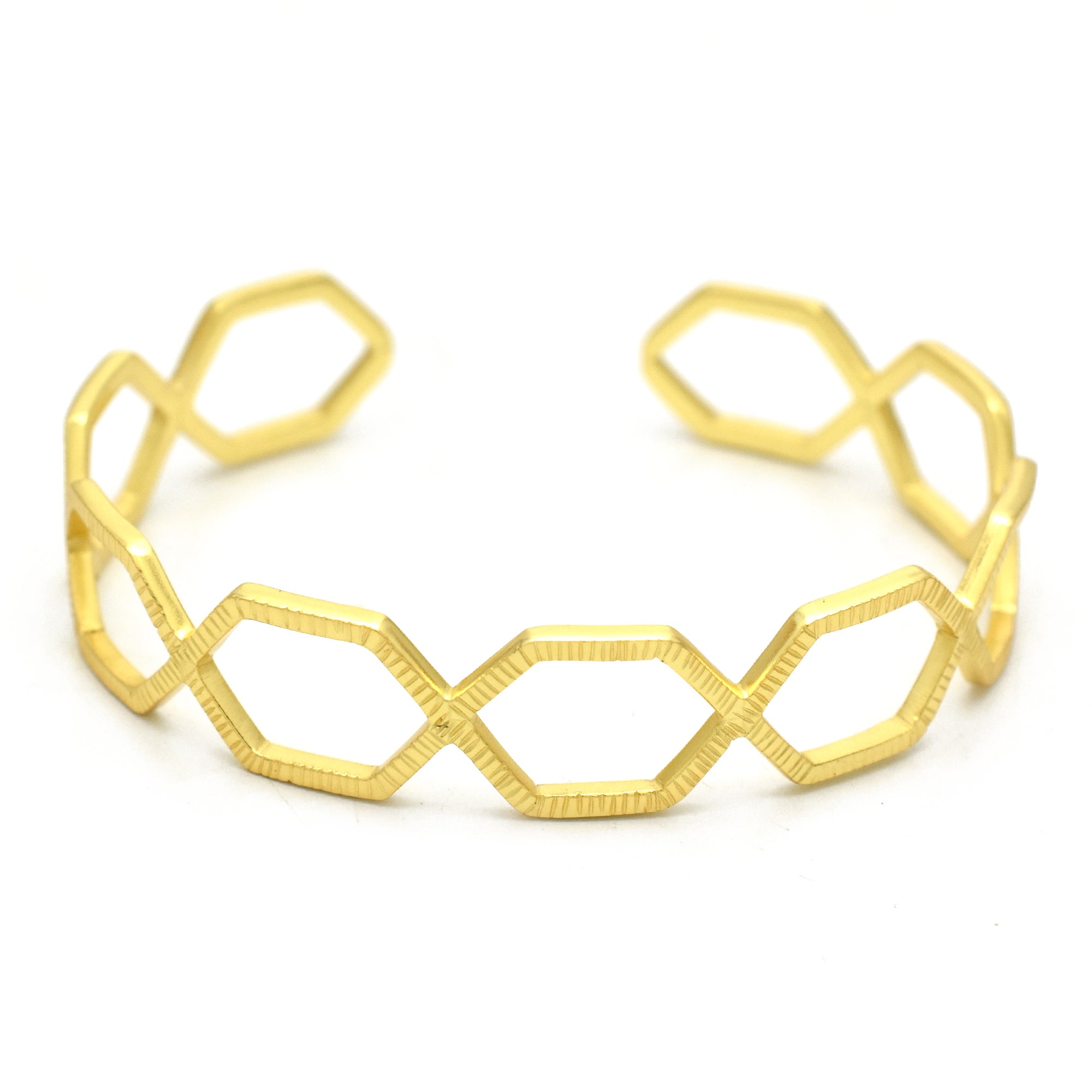 Geometric Hexagon Open Cuff Bracelet