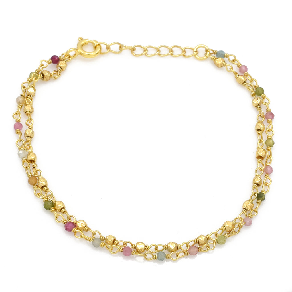 Bohemian Petite Multi-Stone Double Layer Bracelet