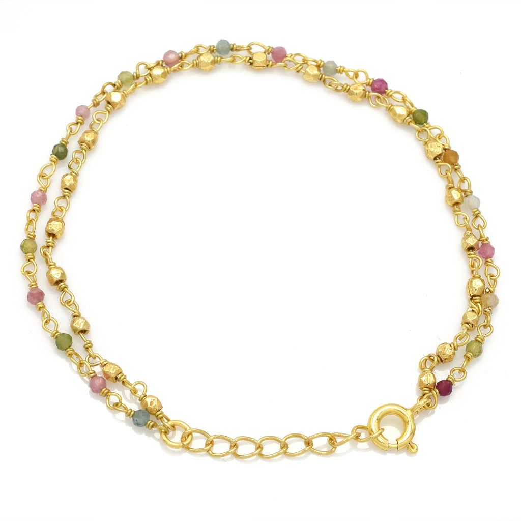 Bohemian Petite Multi-Stone Double Layer Bracelet