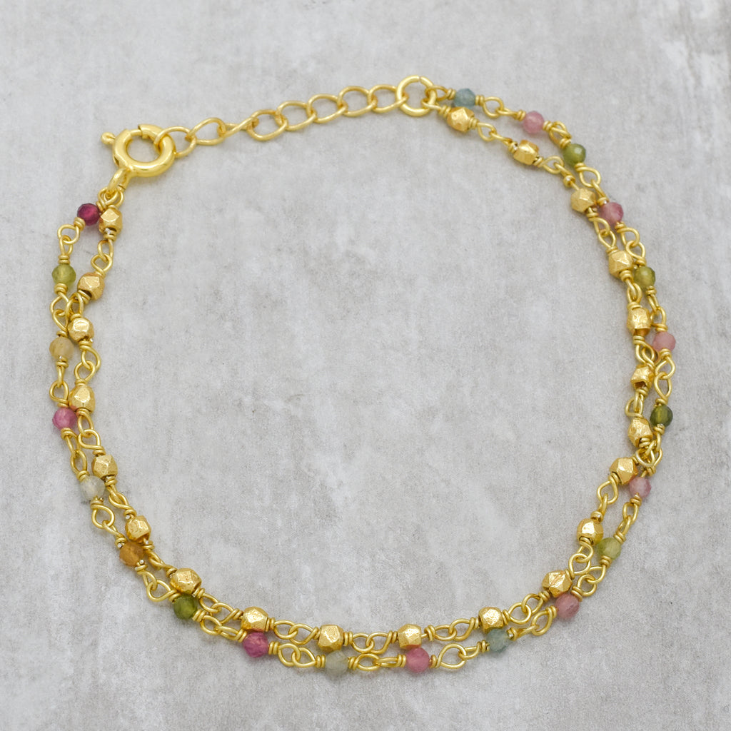 Bohemian Petite Multi-Stone Double Layer Bracelet
