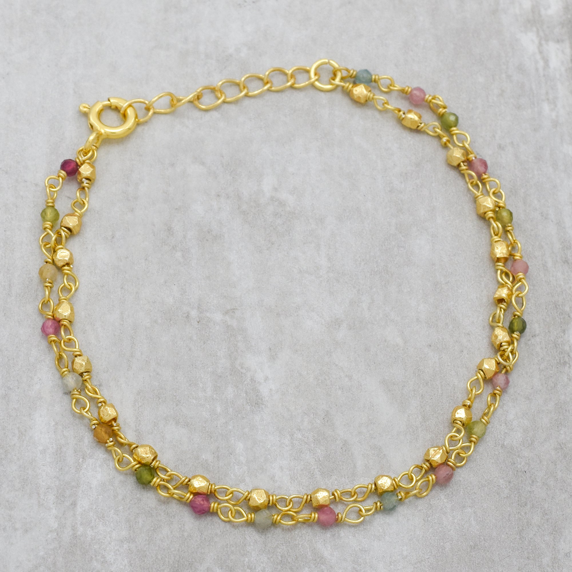 Bohemian Petite Multi-Stone Double Layer Bracelet