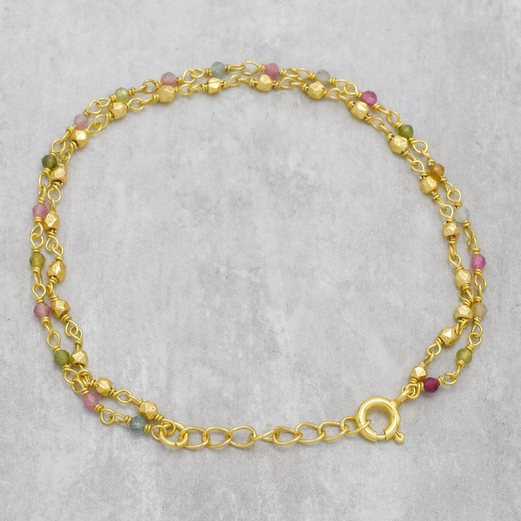 Bohemian Petite Multi-Stone Double Layer Bracelet