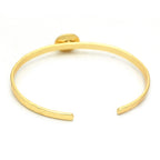 Hammered Gold Solitaire Cuff with Smokey Gemstone