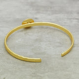 Hammered Gold Solitaire Cuff with Smokey Gemstone