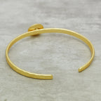 Hammered Gold Solitaire Cuff with Smokey Gemstone