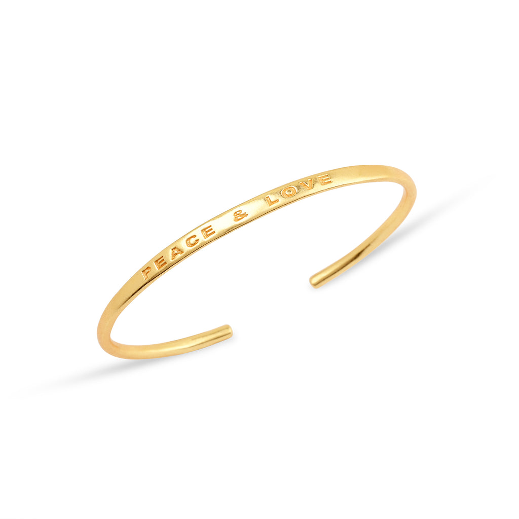 Peace & Love Engraved Minimalist Cuff