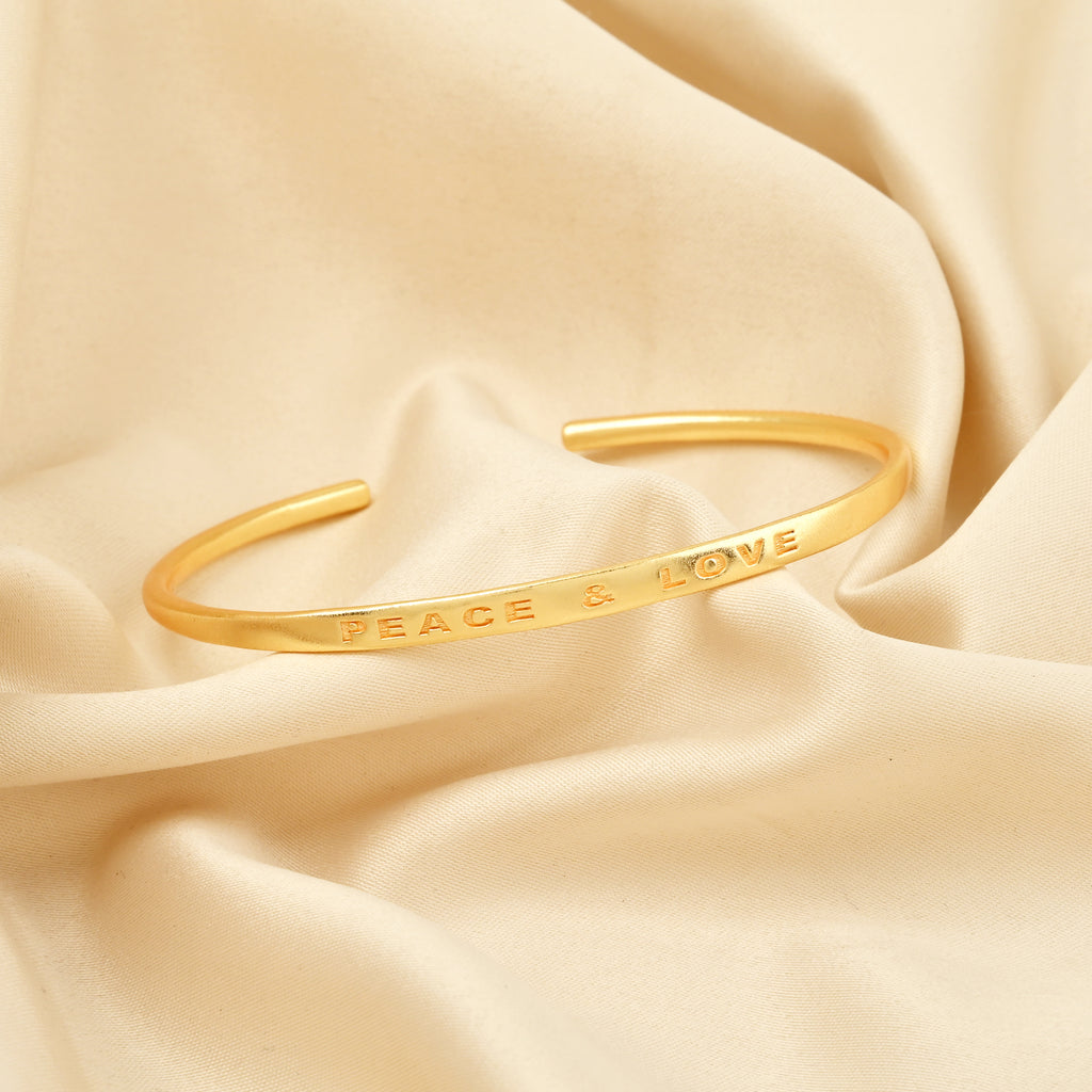 Peace & Love Engraved Minimalist Cuff