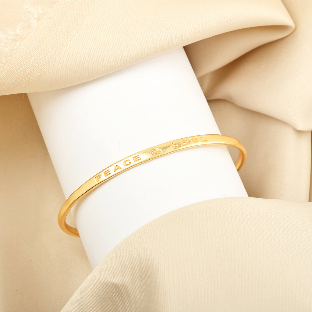 Peace & Love Engraved Minimalist Cuff