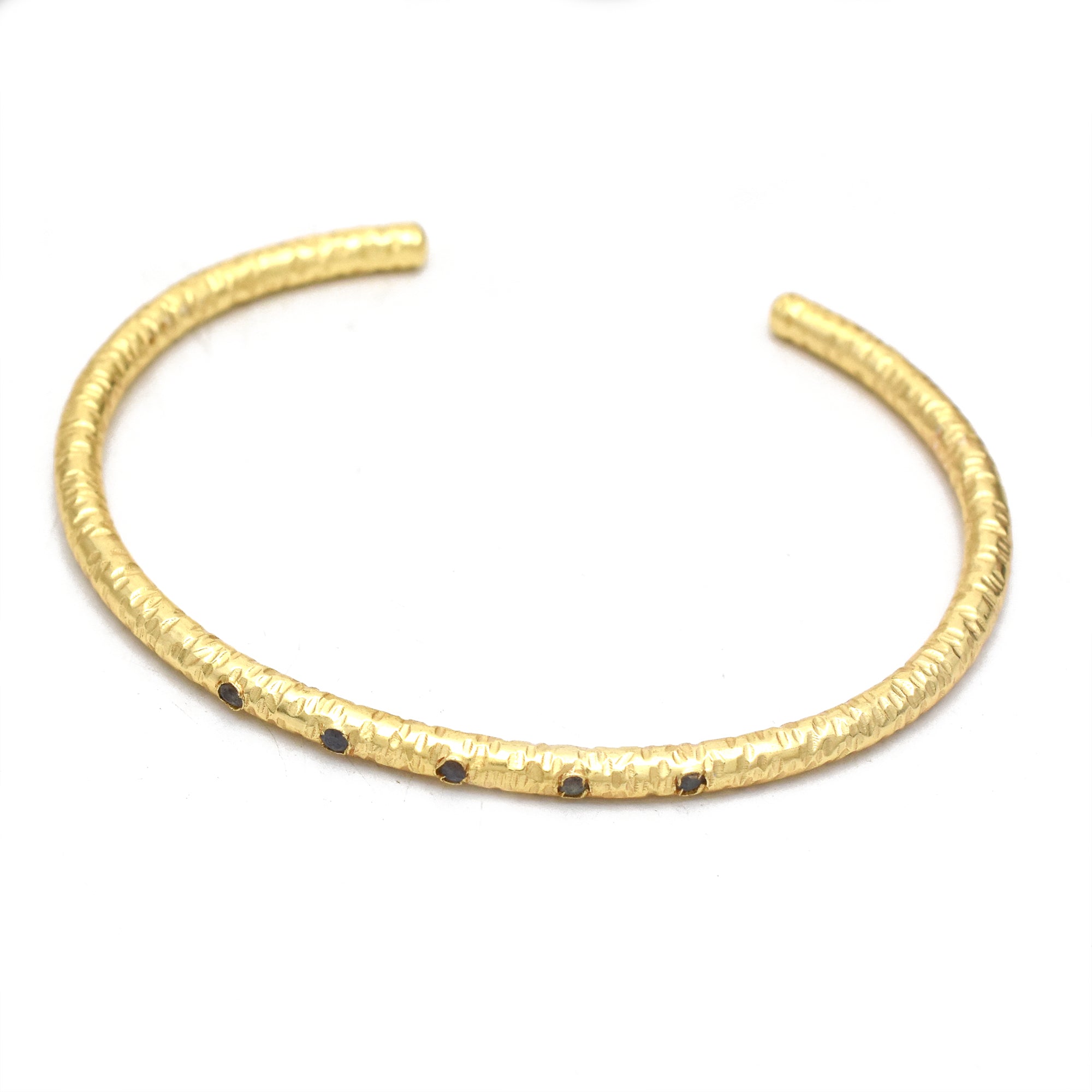 Hammered Stardust Inset Open Cuff