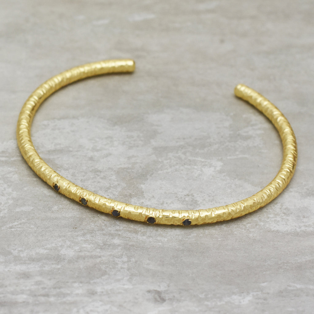 Hammered Stardust Inset Open Cuff