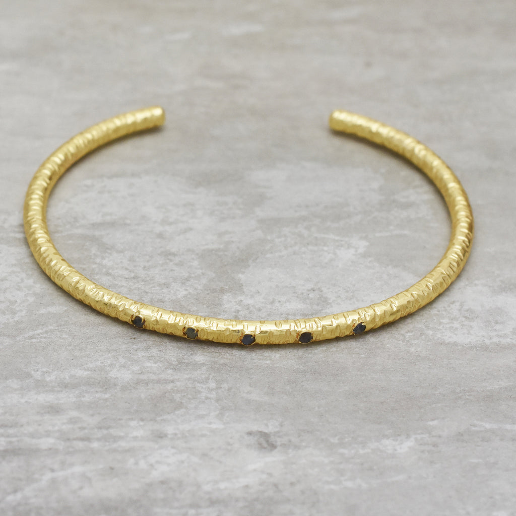 Hammered Stardust Inset Open Cuff