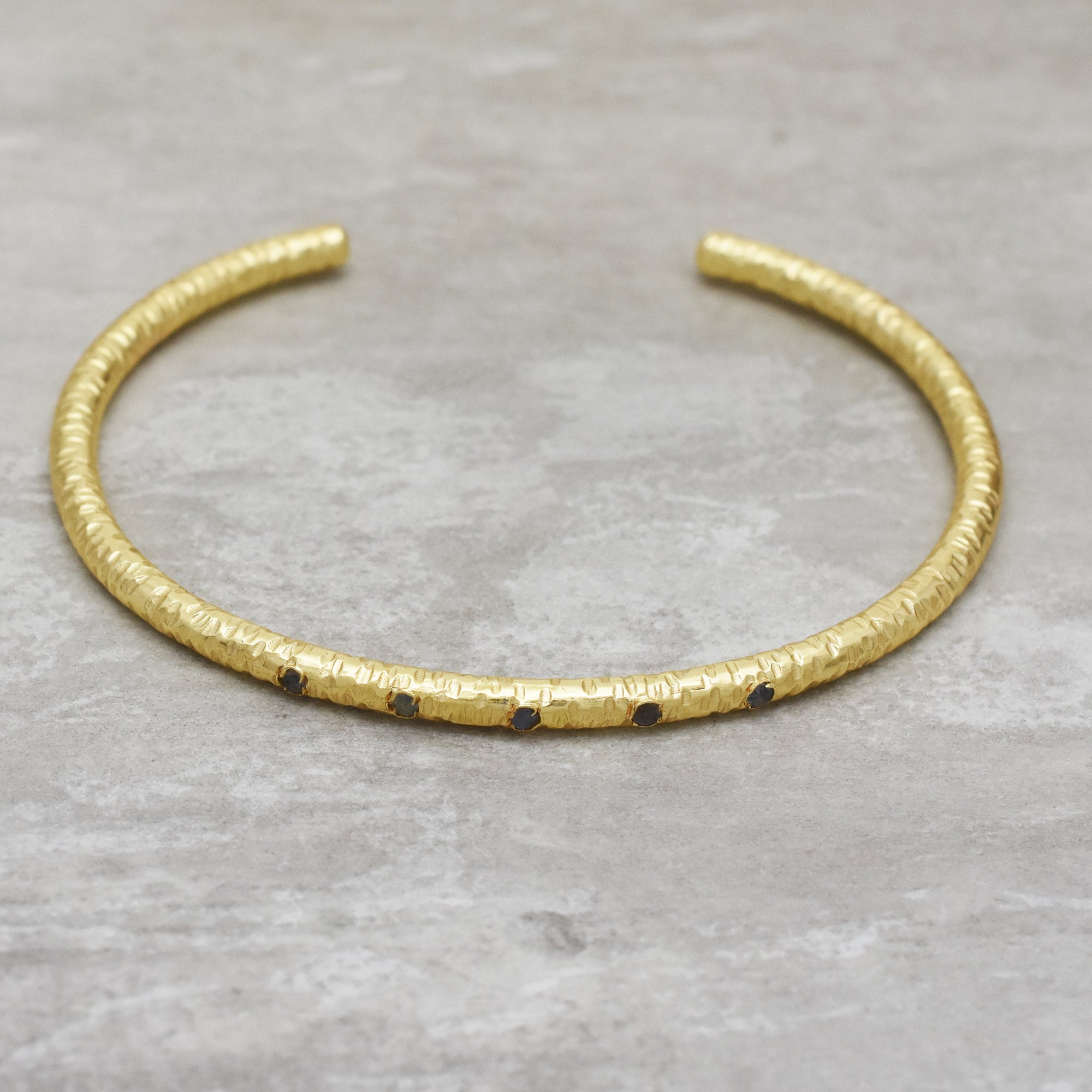 Hammered Stardust Inset Open Cuff