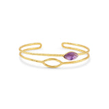 Amethyst Petal Hammered Double-Band Cuff
