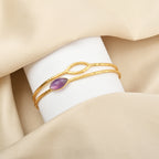 Amethyst Petal Hammered Double-Band Cuff
