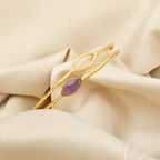 Amethyst Petal Hammered Double-Band Cuff