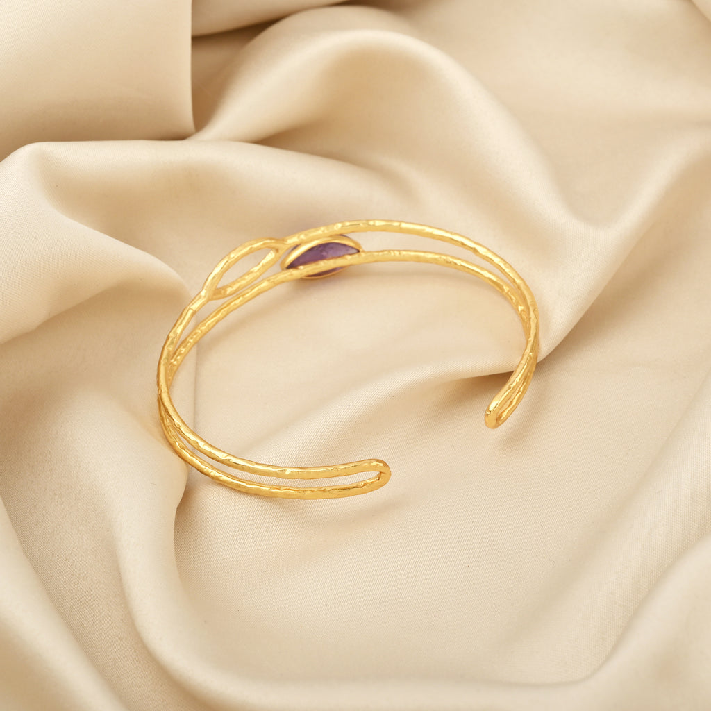 Amethyst Petal Hammered Double-Band Cuff