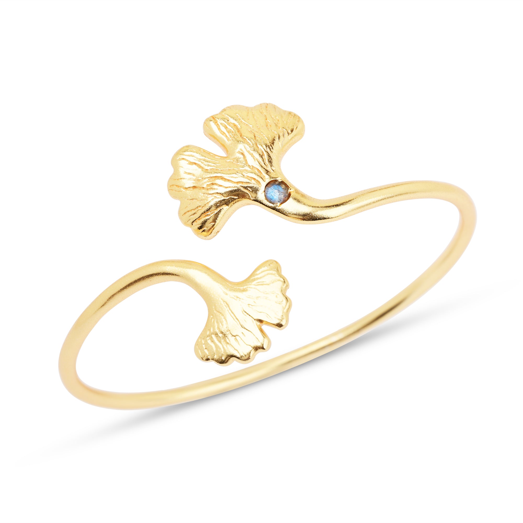 Ginkgo Biloba Dual-Leaf Cuff Bangle