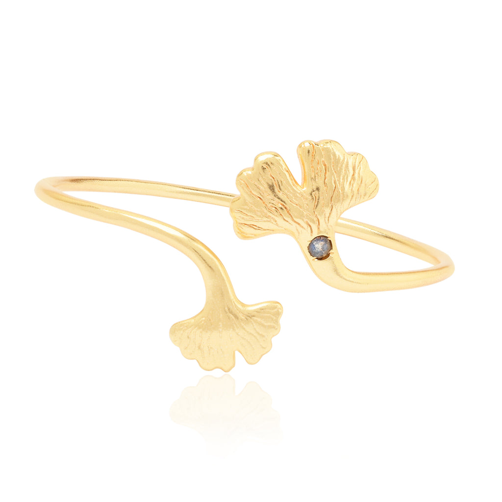 Ginkgo Biloba Dual-Leaf Cuff Bangle