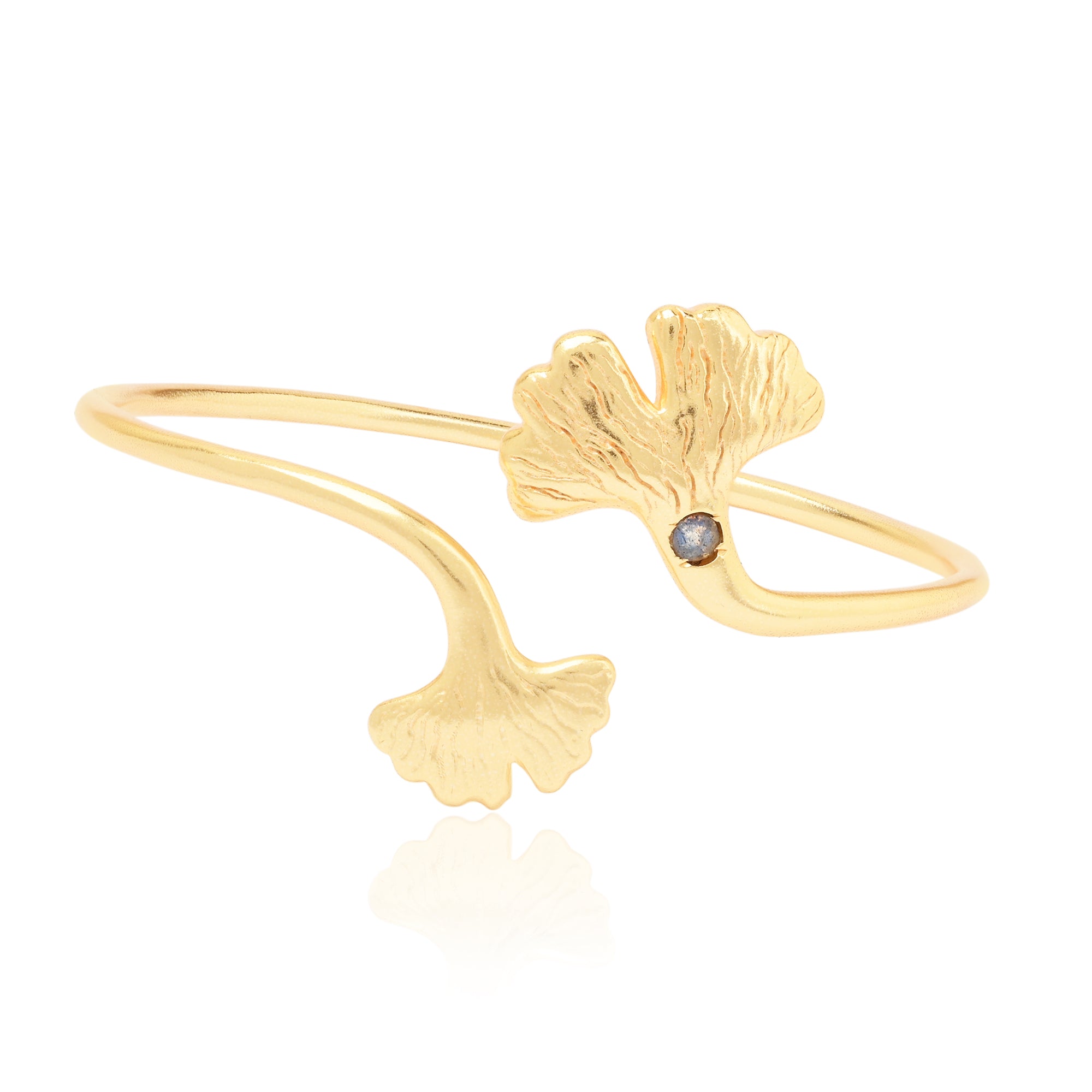 Ginkgo Biloba Dual-Leaf Cuff Bangle