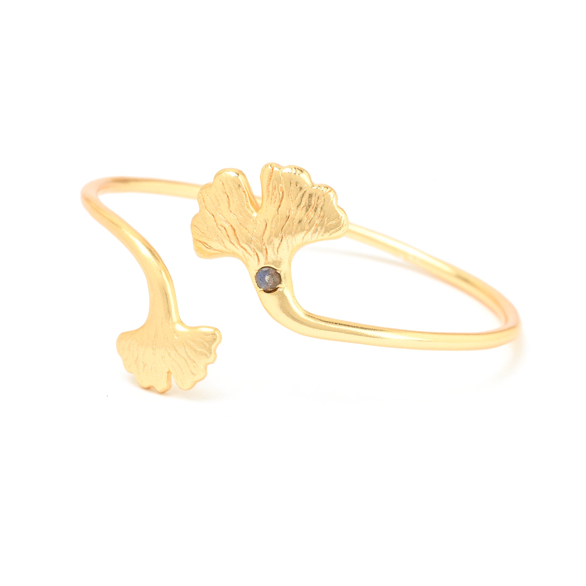 Ginkgo Biloba Dual-Leaf Cuff Bangle