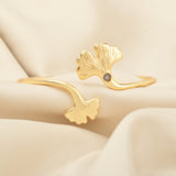 Ginkgo Biloba Dual-Leaf Cuff Bangle