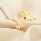 Ginkgo Biloba Dual-Leaf Cuff Bangle