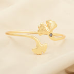 Ginkgo Biloba Dual-Leaf Cuff Bangle