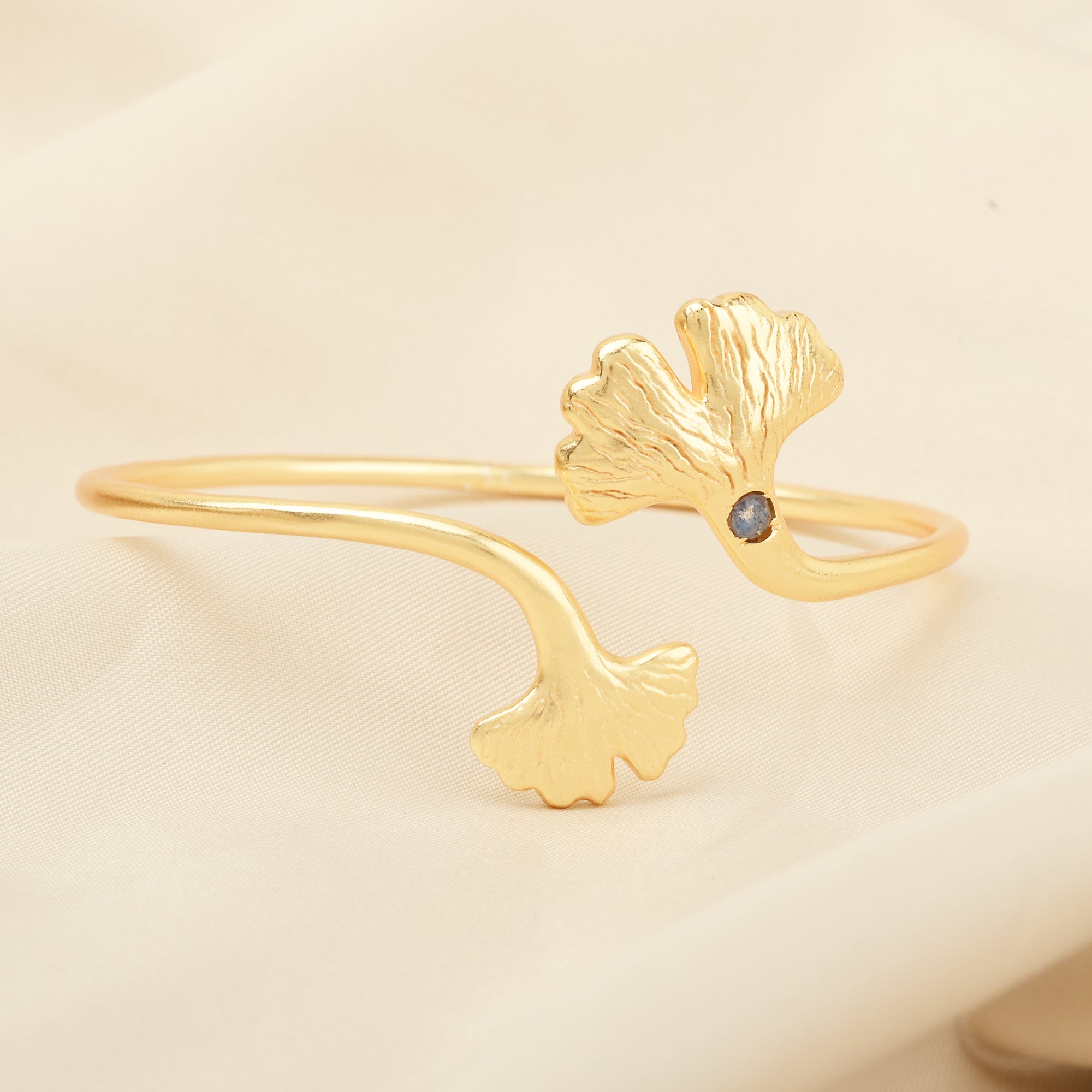 Ginkgo Biloba Dual-Leaf Cuff Bangle