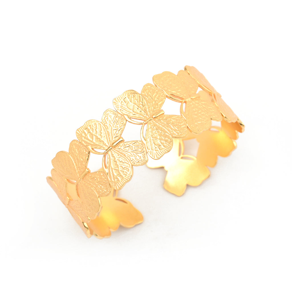 Gold Butterfly Adjustable Statement Bangle