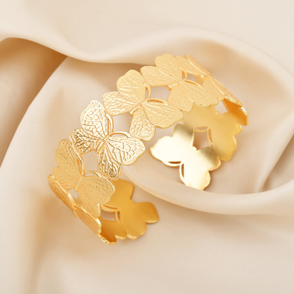 Gold Butterfly Adjustable Statement Bangle