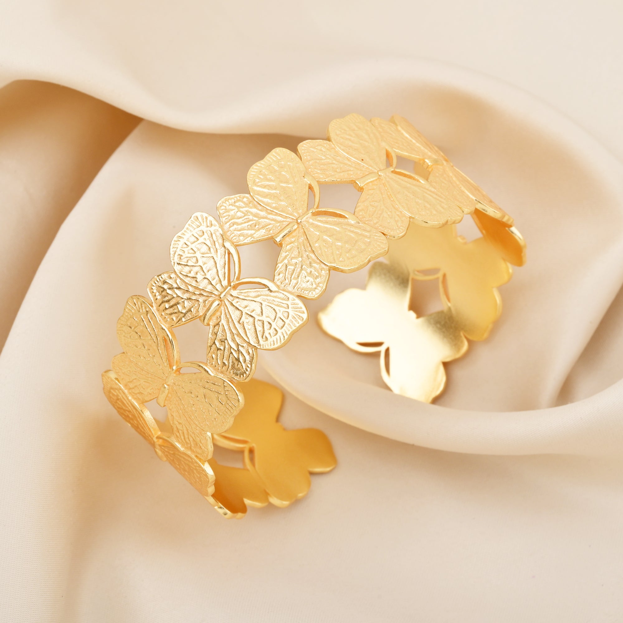Gold Butterfly Adjustable Statement Bangle