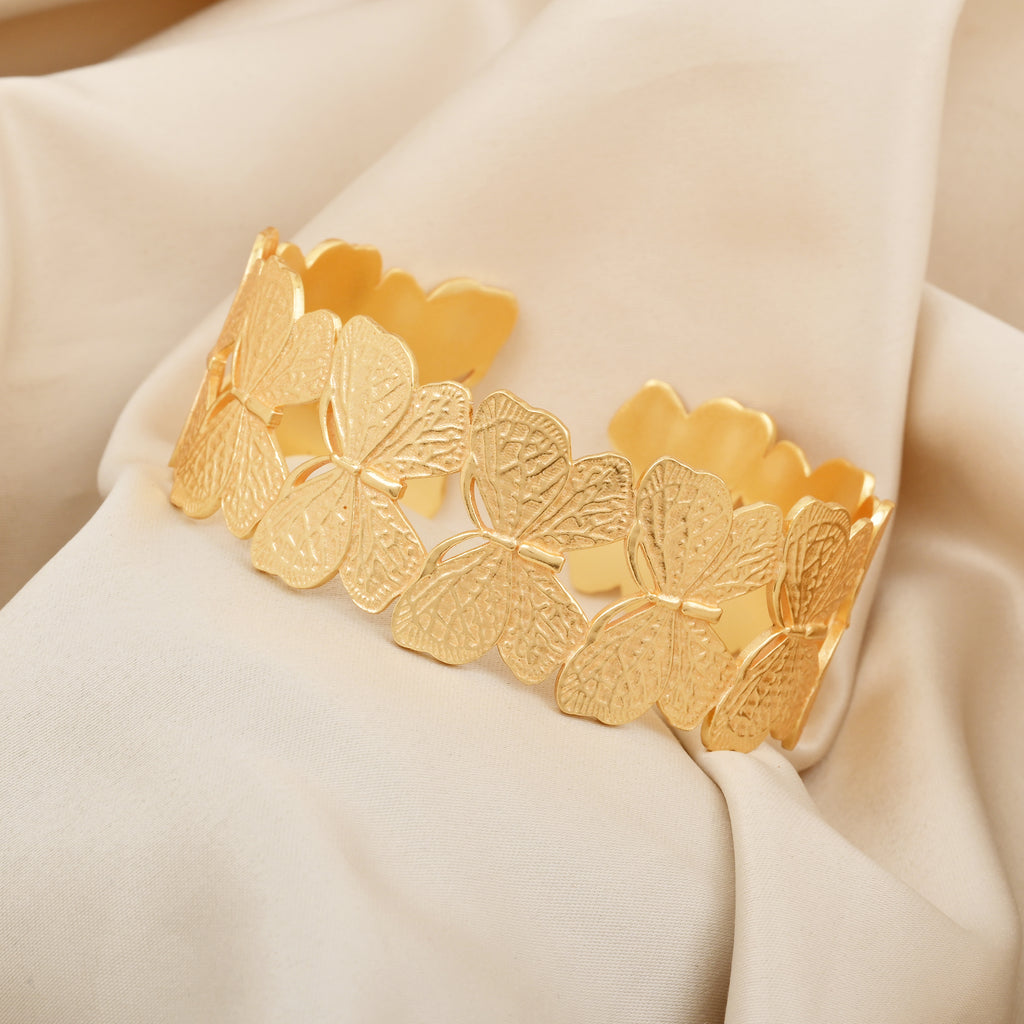 Gold Butterfly Adjustable Statement Bangle