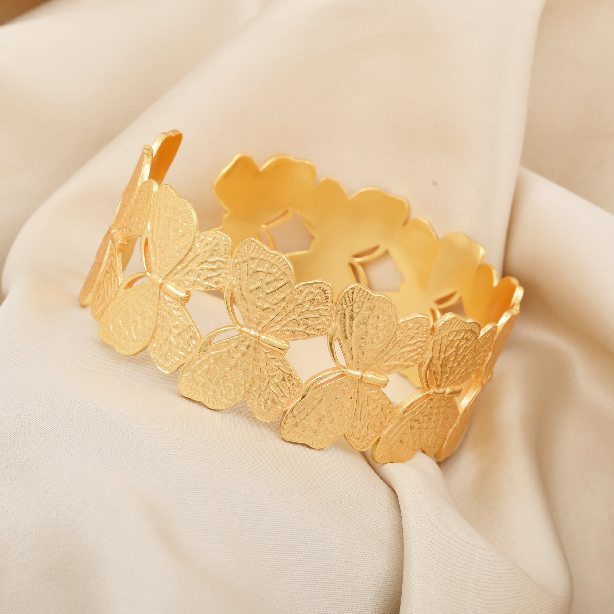 Gold Butterfly Adjustable Statement Bangle