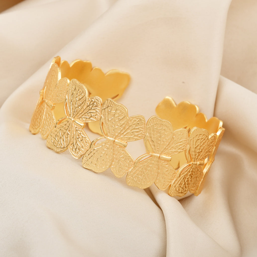 Gold Butterfly Adjustable Statement Bangle