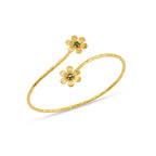 Gold Daisy Cuff Bracelet with Green CZ