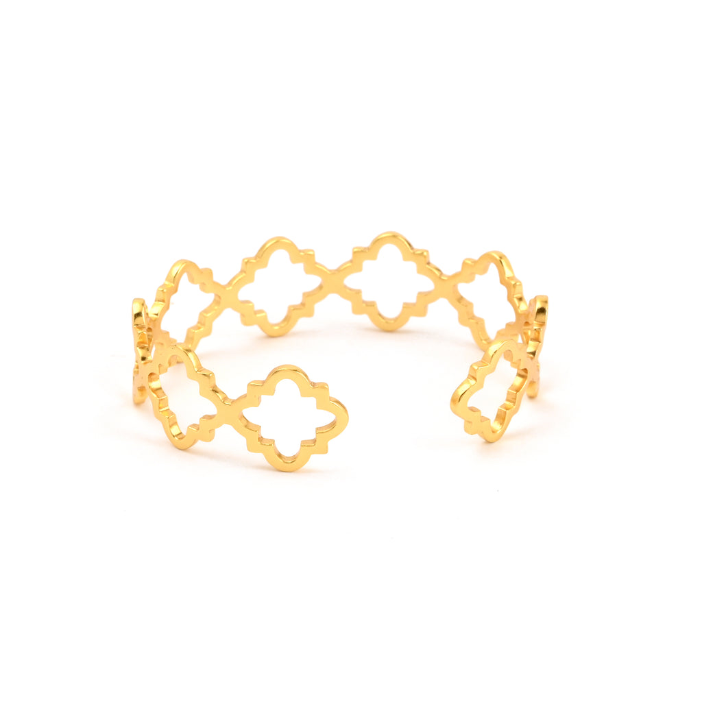 Gold Clover Cuff Bracelet