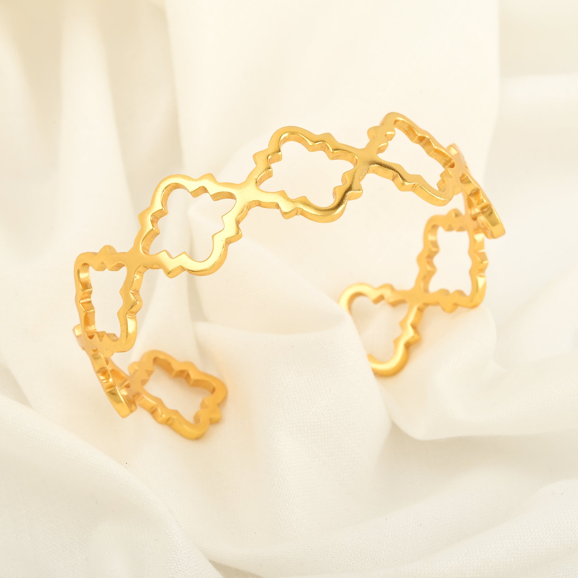 Gold Clover Cuff Bracelet