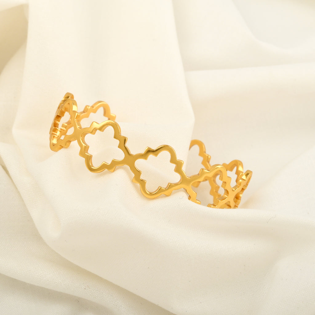 Gold Clover Cuff Bracelet