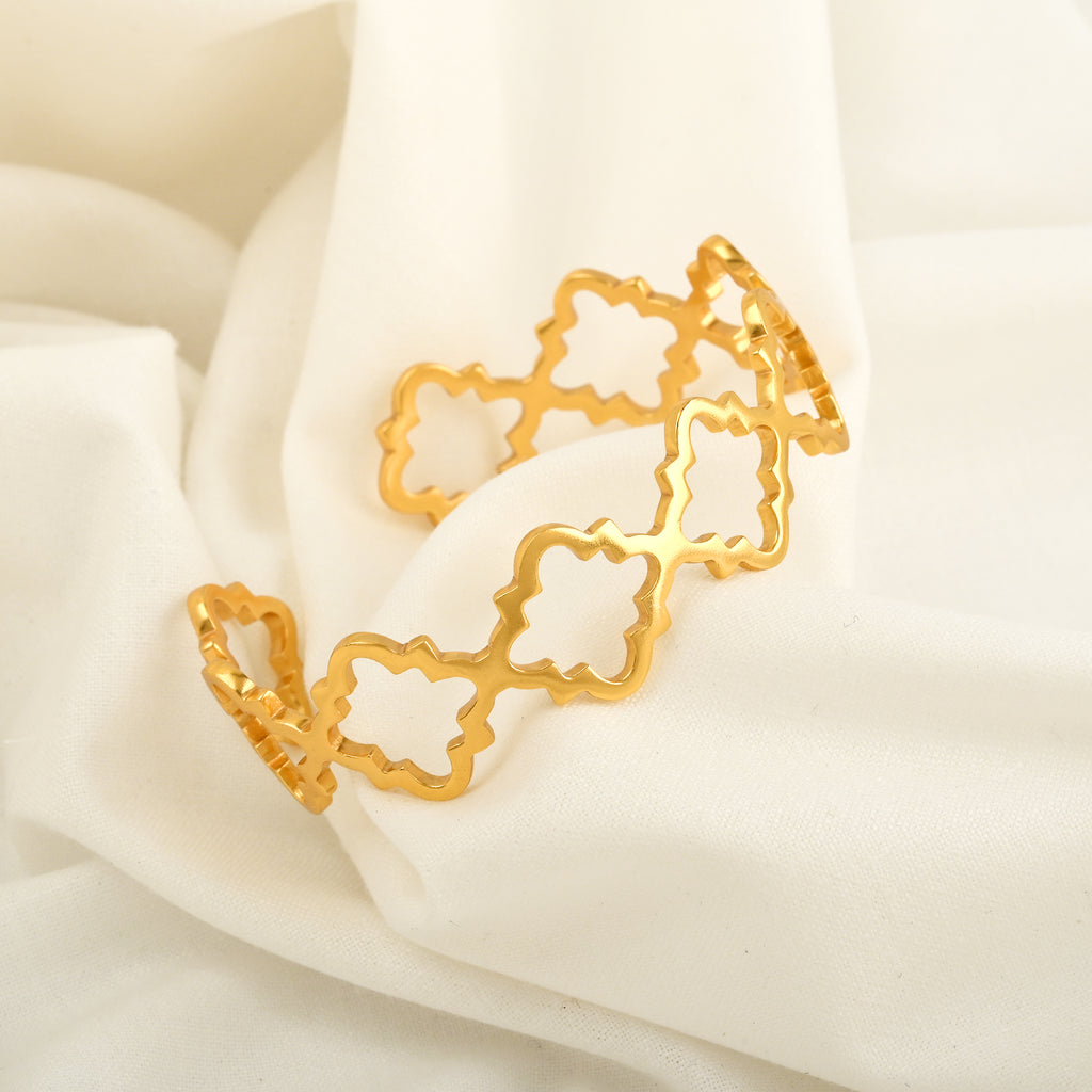 Gold Clover Cuff Bracelet